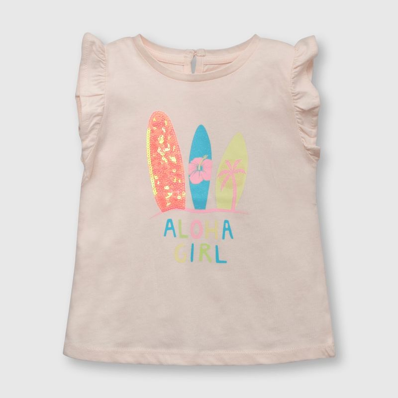 COLLOKY - Polera de bebe niña surf rosada (3 a 36 meses)._