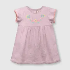 COLLOKY - Vestido de bebe niña bordado lila (3 a 36 meses)