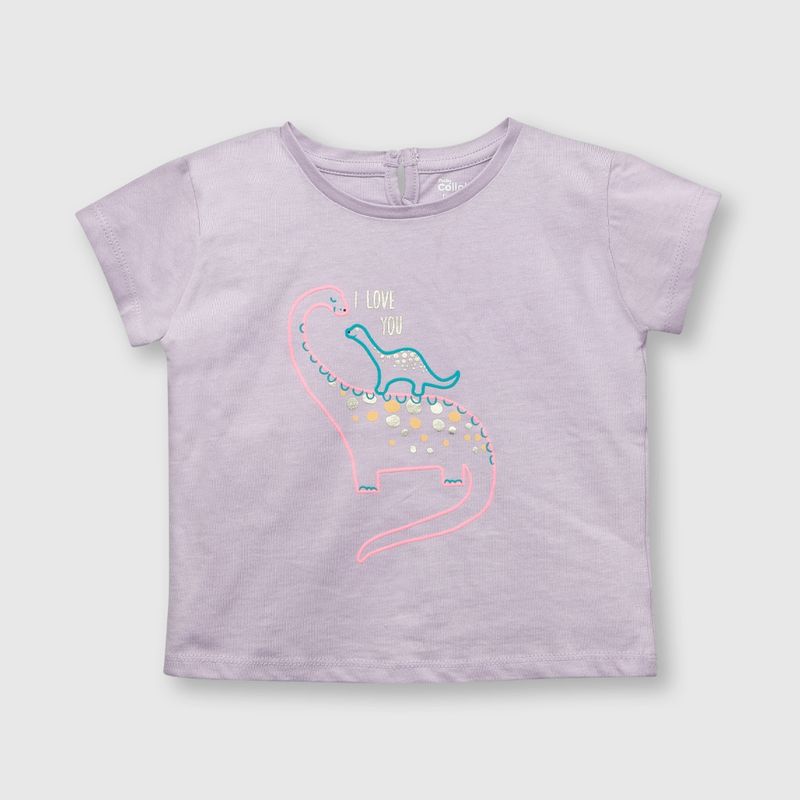 COLLOKY - Polera de bebe niña dino violeta (3 a 36 meses)._