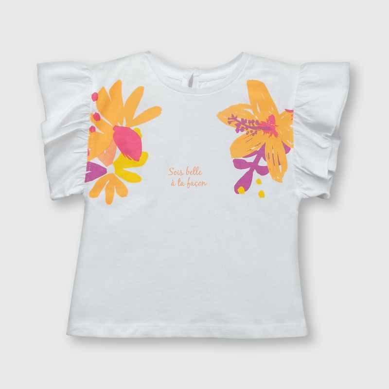 COLLOKY - Polera de bebé niña estampada blanca (3 a 36 meses)._