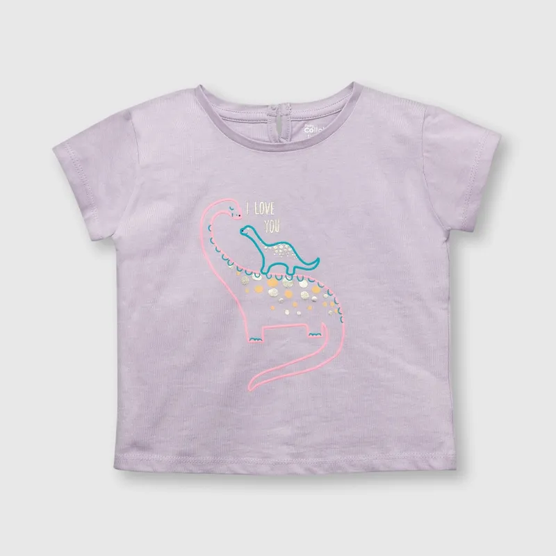 COLLOKY - Polera de bebe niña dino violeta (3 a 36 meses)._