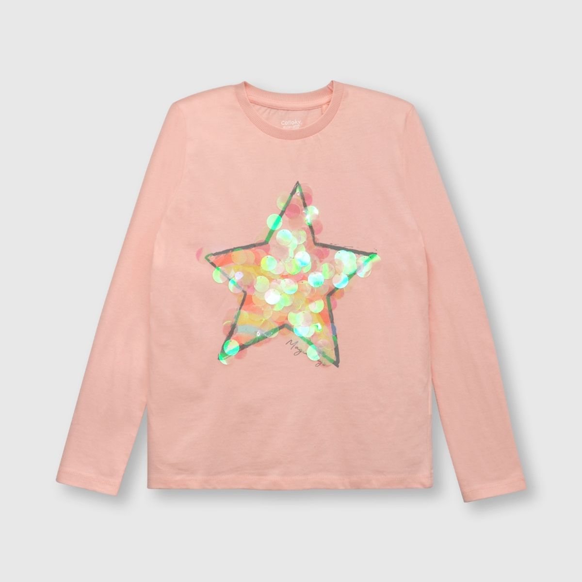 COLLOKY - Polera de niña estrella rosada (2 a 12 años)._