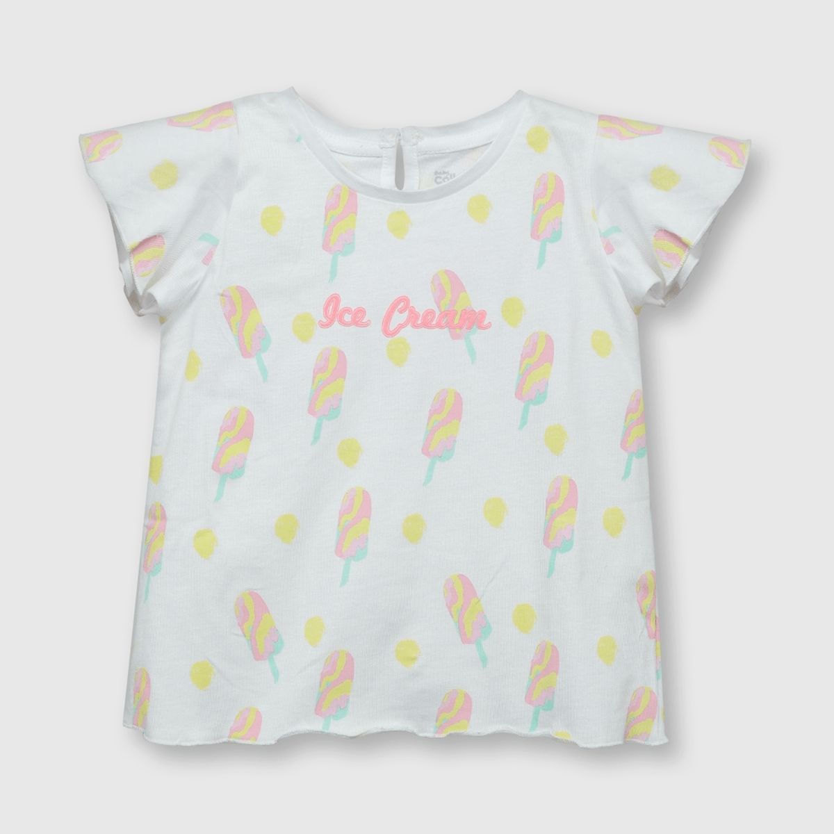 COLLOKY - Polera de bebé niña estampada blanca (3 a 36 meses)._