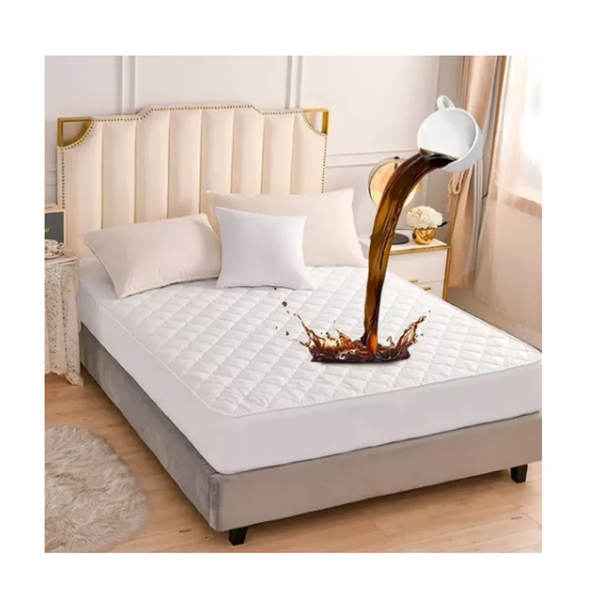 GENERICO - Protector Para Colchón de Plaza Y Media Impermeable Blanco