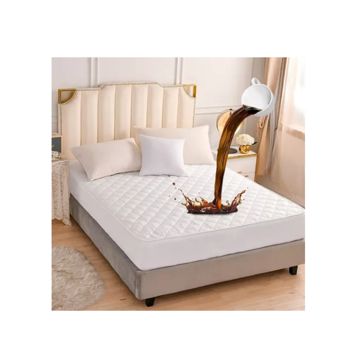 GENERICO - Protector Para Colchón de Plaza Y Media Impermeable Blanco