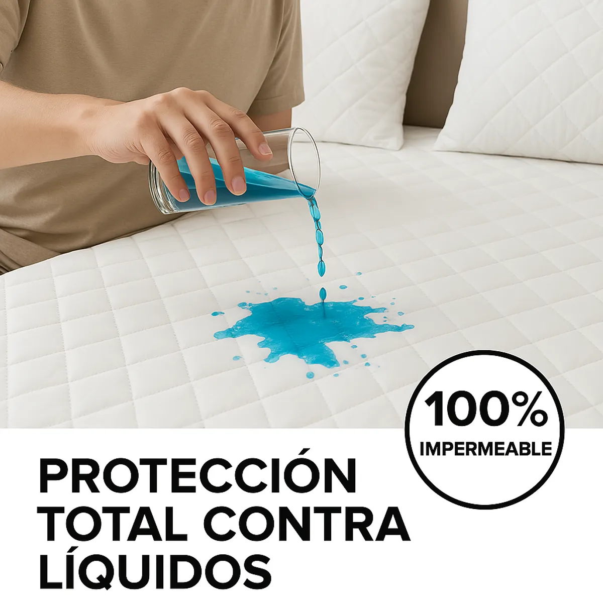 GENERICO - Protector Para Colchón de Plaza Y Media Impermeable Blanco