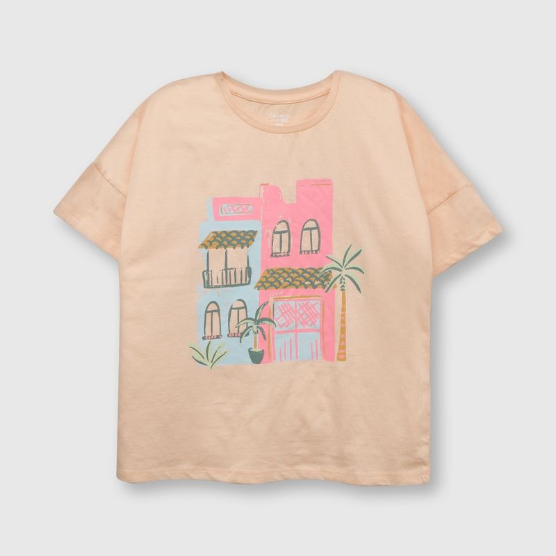 COLLOKY - Polera de niña casas damasco (2 a 12 años)._