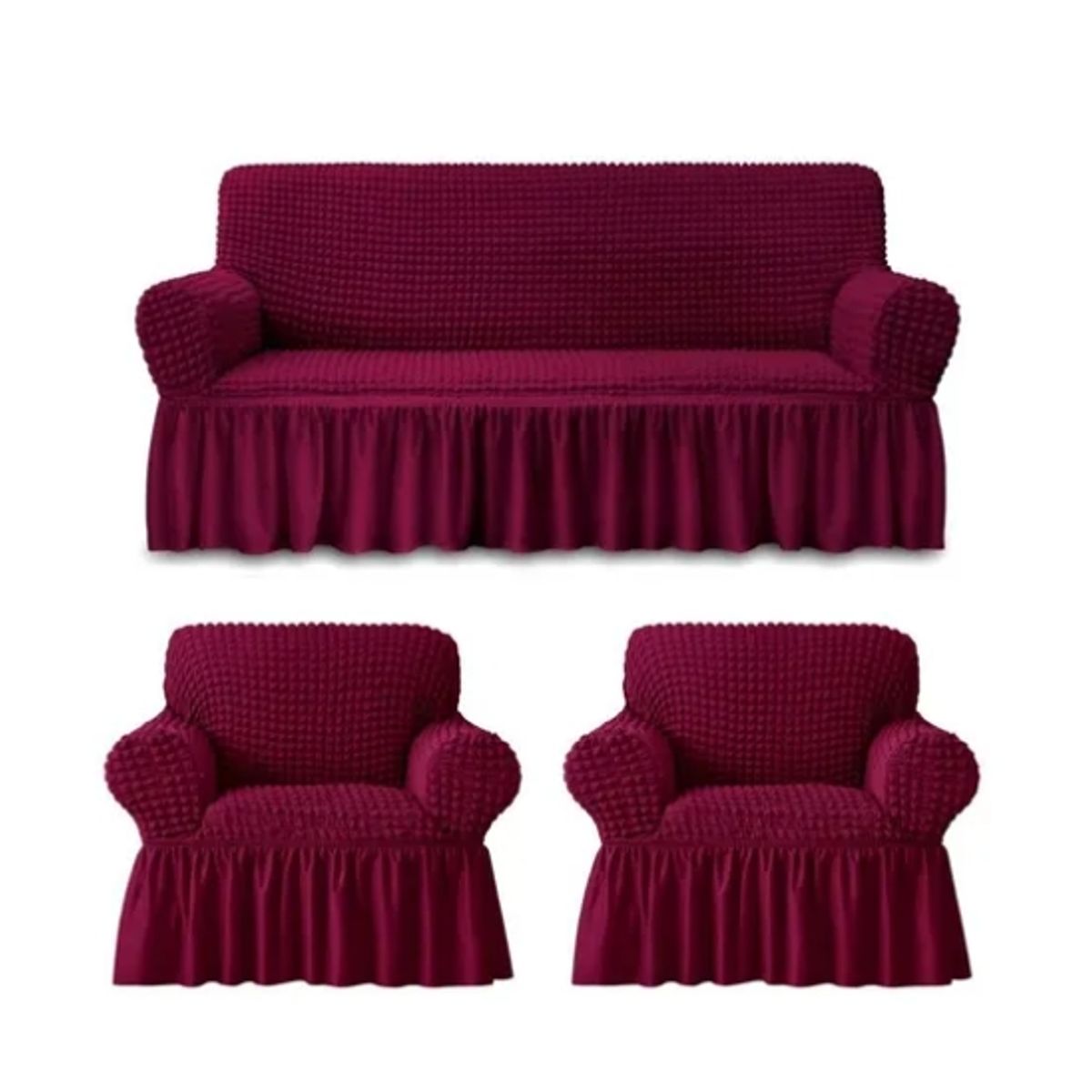 GENERICO - Funda Cubre Sofa Sillones Fundas Protectora Elasticas juego 311 Burdeo