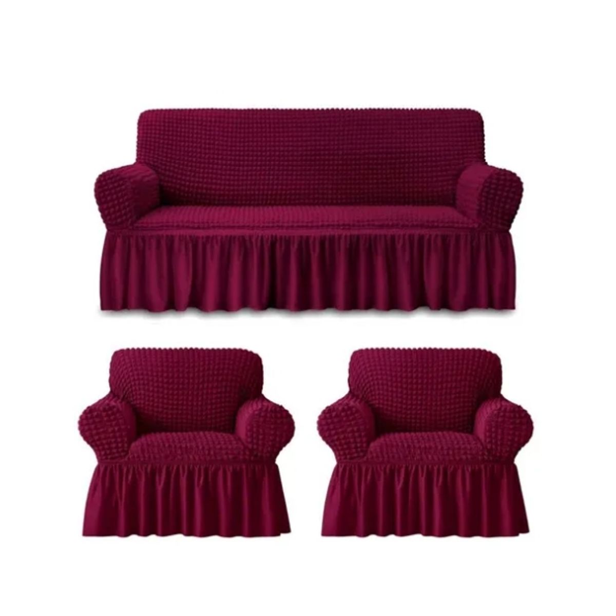 GENERICO - Funda Cubre Sofa Sillones Fundas Protectora Elasticas juego 311 Burdeo