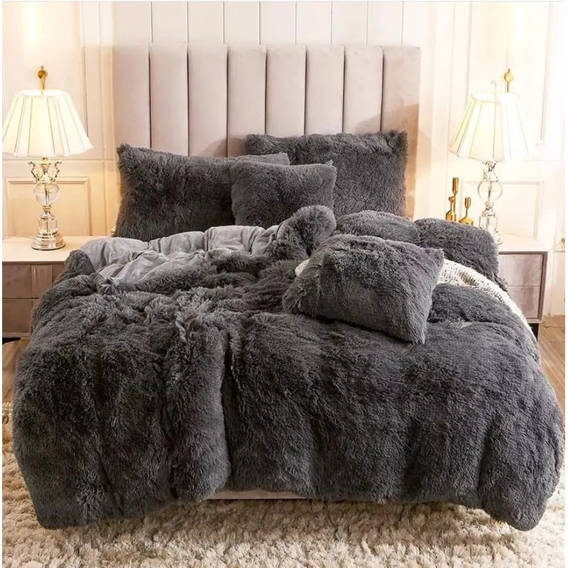 ANGELES DEL HOGAR - Cobertor de invierno peludos con chiporros King Gris