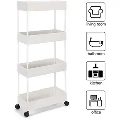 GENERICO - Estrecho carro organizador de cocina 4 estantes y ruedas