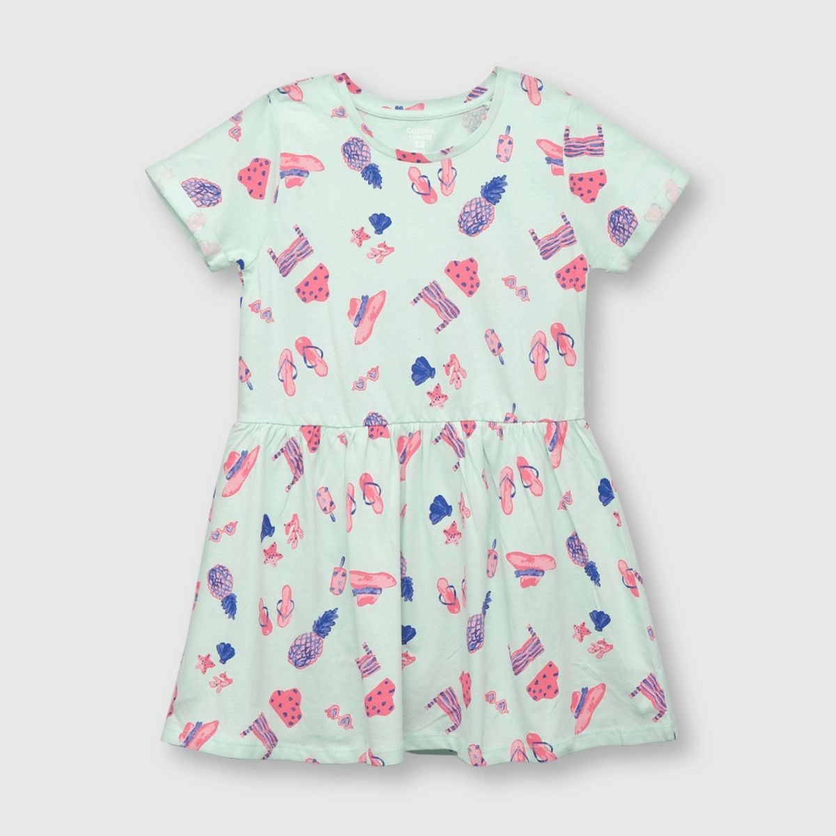 COLLOKY - Vestido de niña estampado calipso (2 a 12 años)