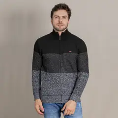 GANGSTER - Chaleco Full Zipper Cuello Alto Beginning Negro
