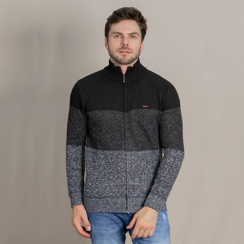 GANGSTER - Chaleco Full Zipper Cuello Alto Beginning Negro Gangster
