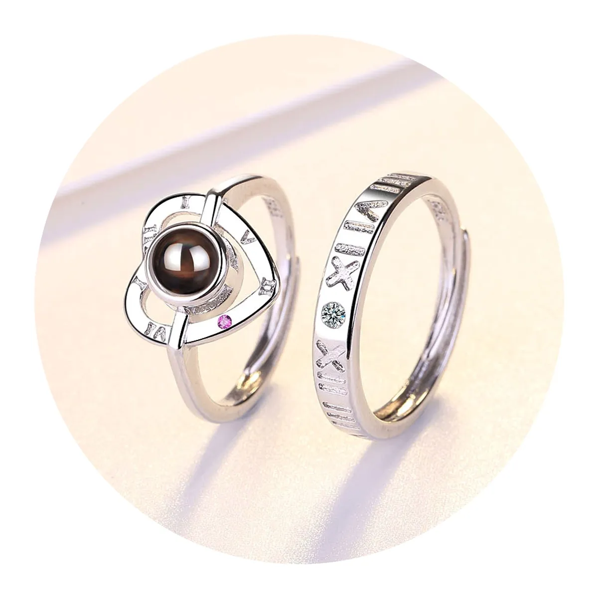 ZG JOYAS - Anillos Ajustables Pareja Compromiso Te Amo 100 Idiomas