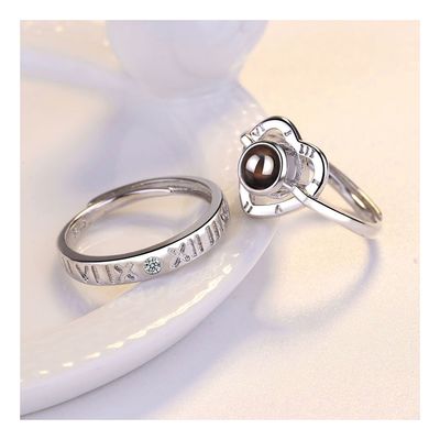 Imagen 2 del producto Anillos Ajustables Pareja Compromiso Te Amo 100 Idiomas