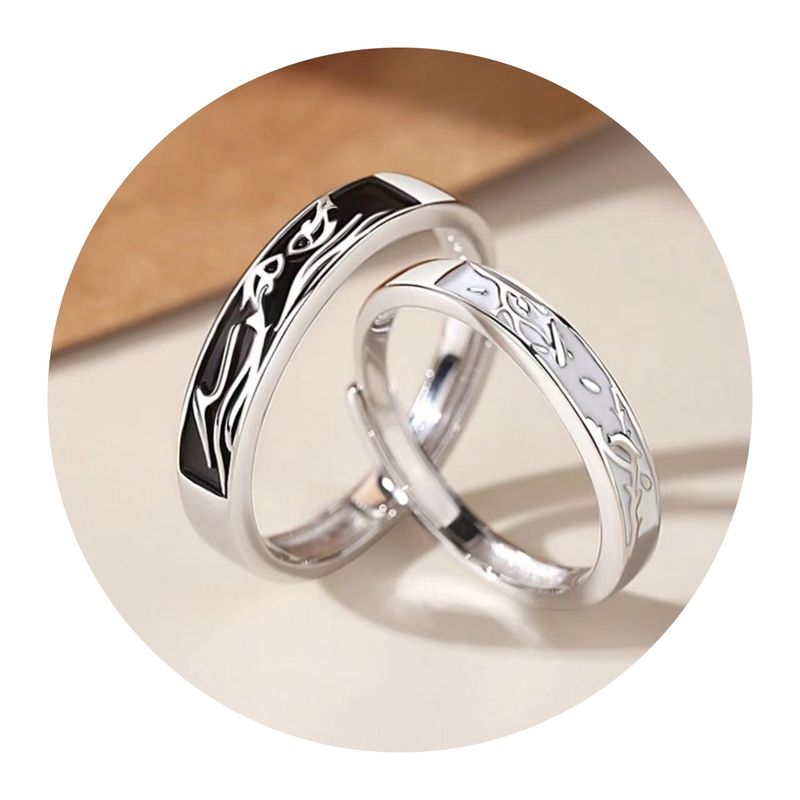 ZG JOYAS - Anillos Ajustables Pareja Novios Compromiso Pájaros Y Peces