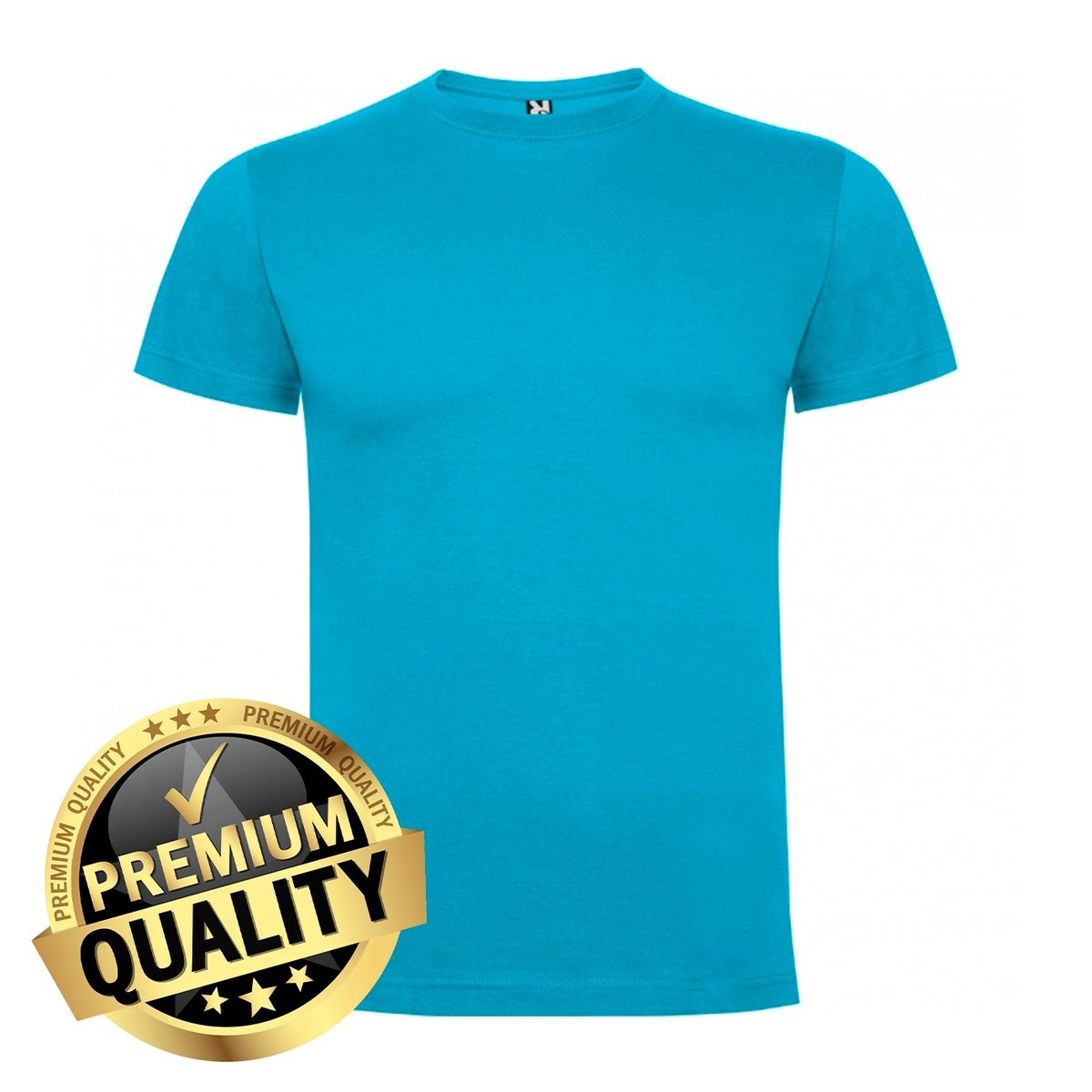 ROLY - Polera De Algodón Turquesa Unisex Manga Corta Dogo Premium