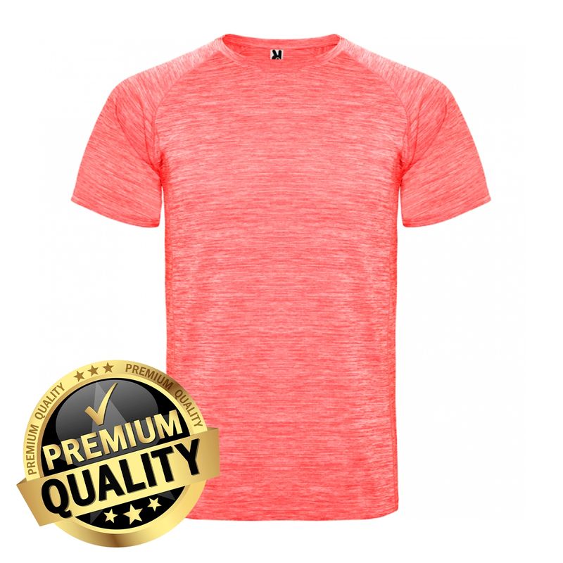 ROLY - Polera Hombre Deportiva De Poliéster Manga Corta Naranjo Jaspeado