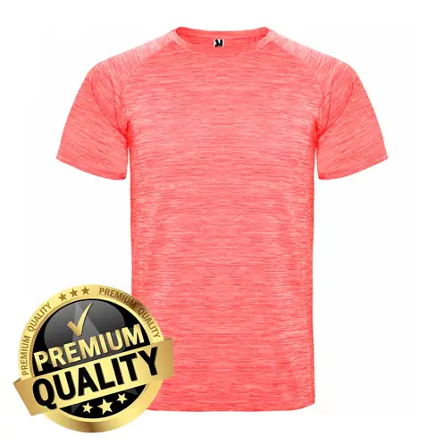 ROLY - Polera Hombre Deportiva De Poliéster Manga Corta Naranjo Jaspeado