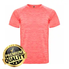 ROLY - Polera Hombre Deportiva De Poliéster Manga Corta Naranjo Jaspeado_.
