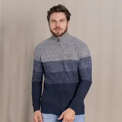 GANGSTER - Chaleco Full Zipper Cuello Alto Start Azul