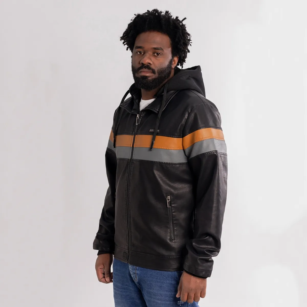 GANGSTER - Chaqueta PU Moto Negro Gangster