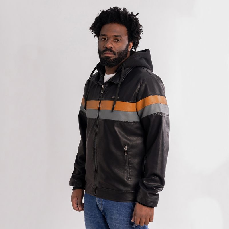 GANGSTER - Chaqueta PU Moto Negro Gangster