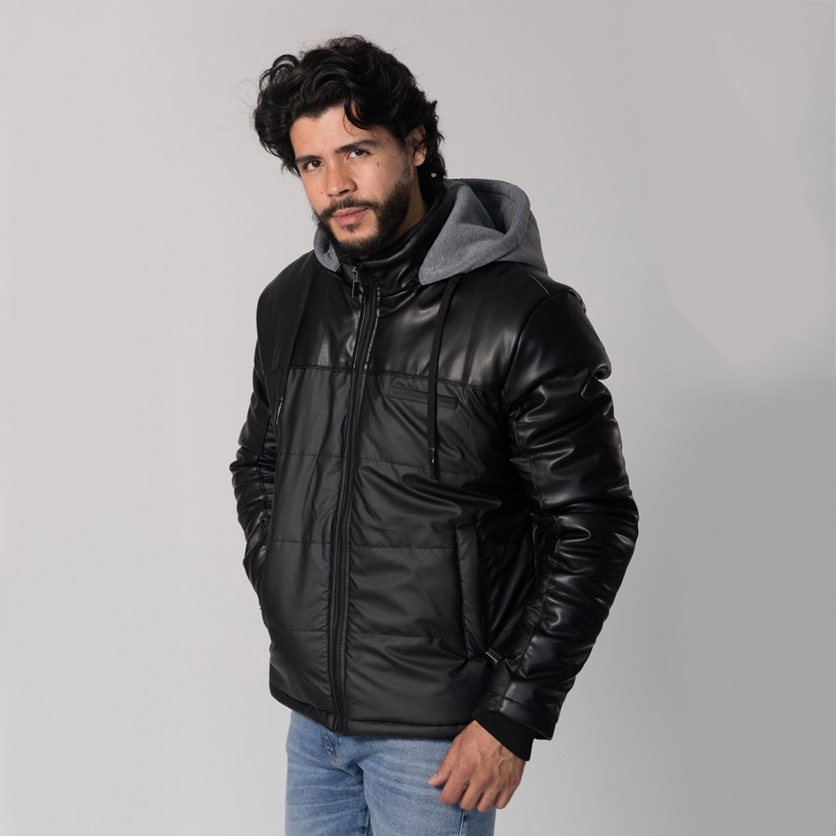 GANGSTER - Chaqueta PU Bomber Negro Gangster