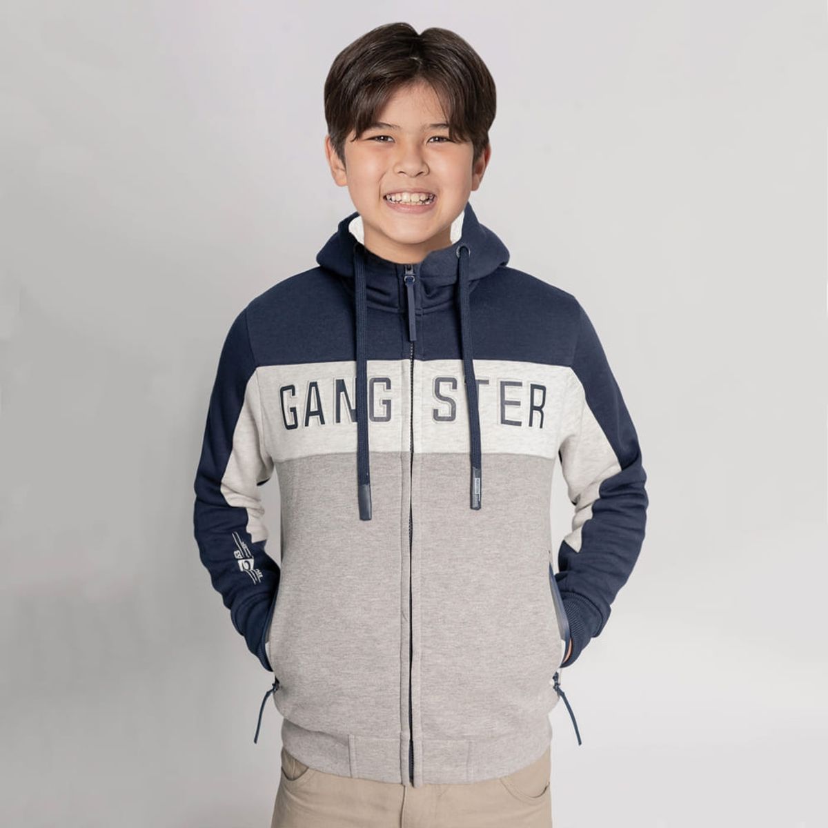 GANGSTER - Niño Polerón Fullzipper Fleece Fun Azul Gangster