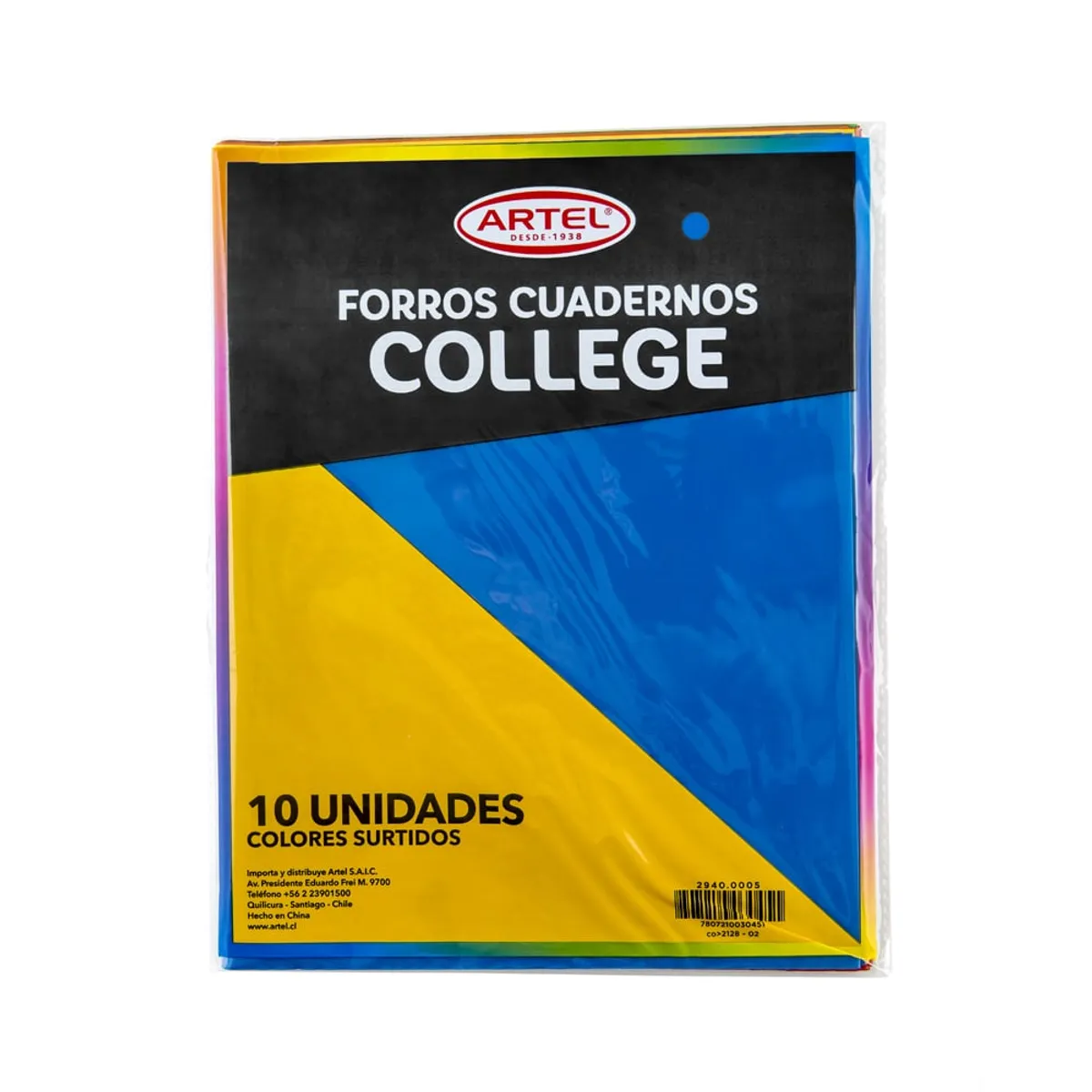 ARTEL - Forros De Colores Cuadernos College Artel 10 Unidades