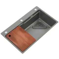 DOMSA - Lavaplatos Deluxe MDS7545A Gris Sobre Cubierta 75x46x20 cm