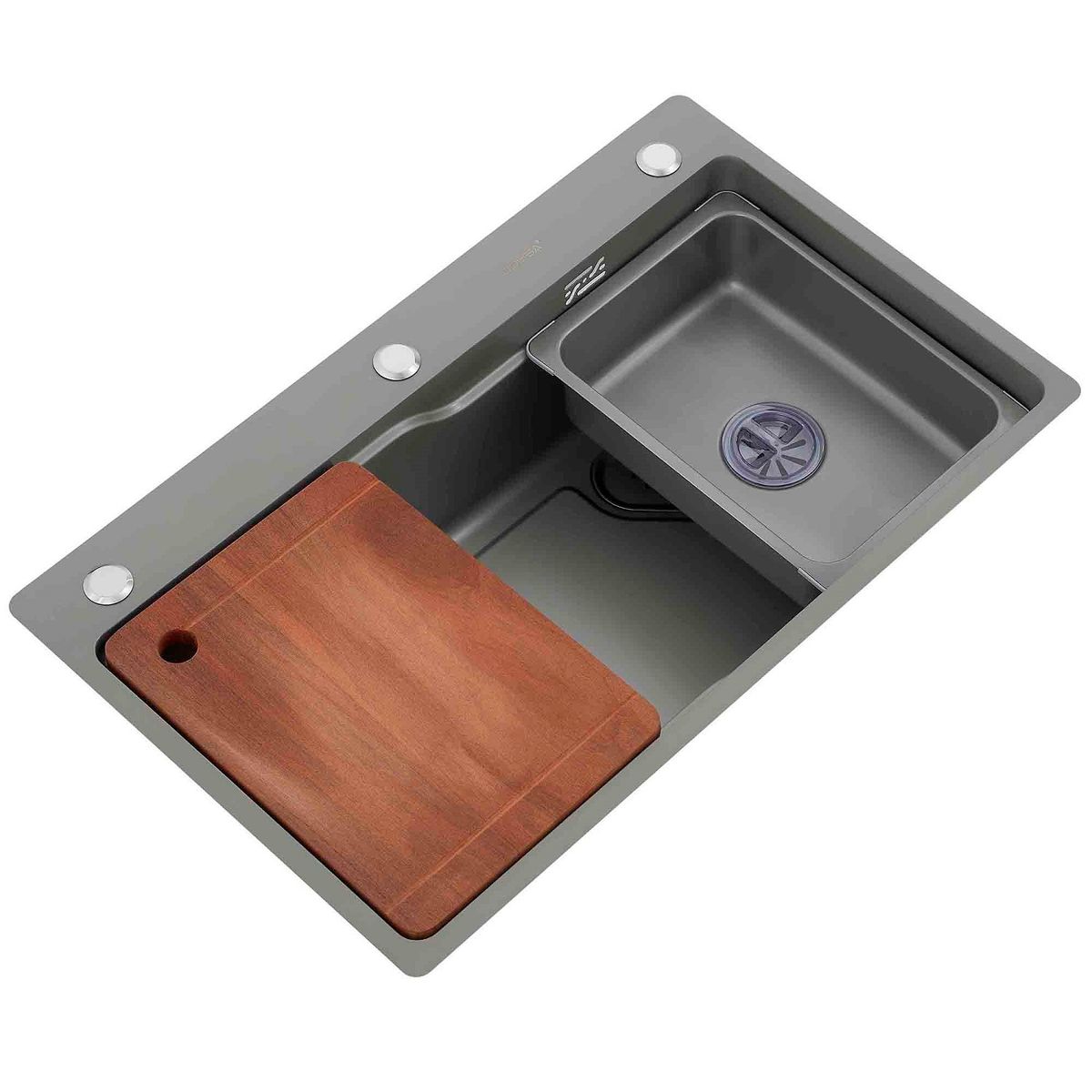 DOMSA - Lavaplatos Deluxe Domsa MDS7545A Gris Sobre Cubierta  75x46x20 cm