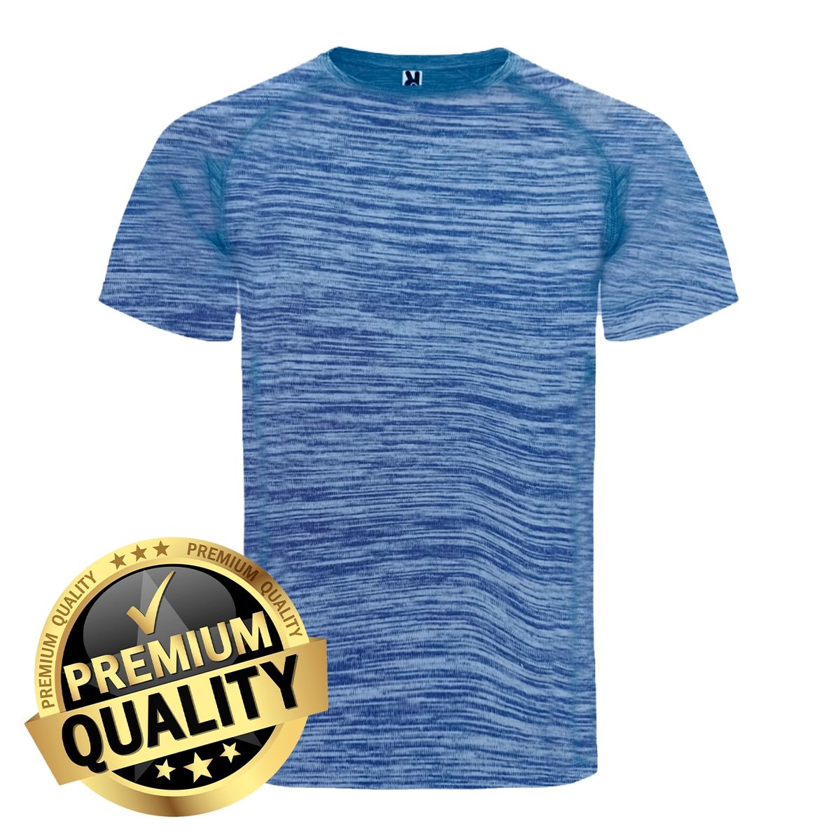 ROLY - Polera Hombre Deportiva De Poliéster Manga Corta Azul Jaspeado