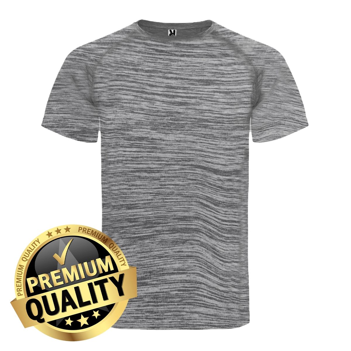 ROLY - Polera Hombre Deportiva De Poliéster Manga Corta Gris Jaspeado