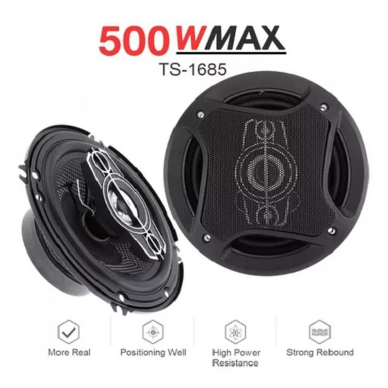 GENERICO - Kit 2 Parlantes Auto 16cm Redondo 500w Coaxial / 213105