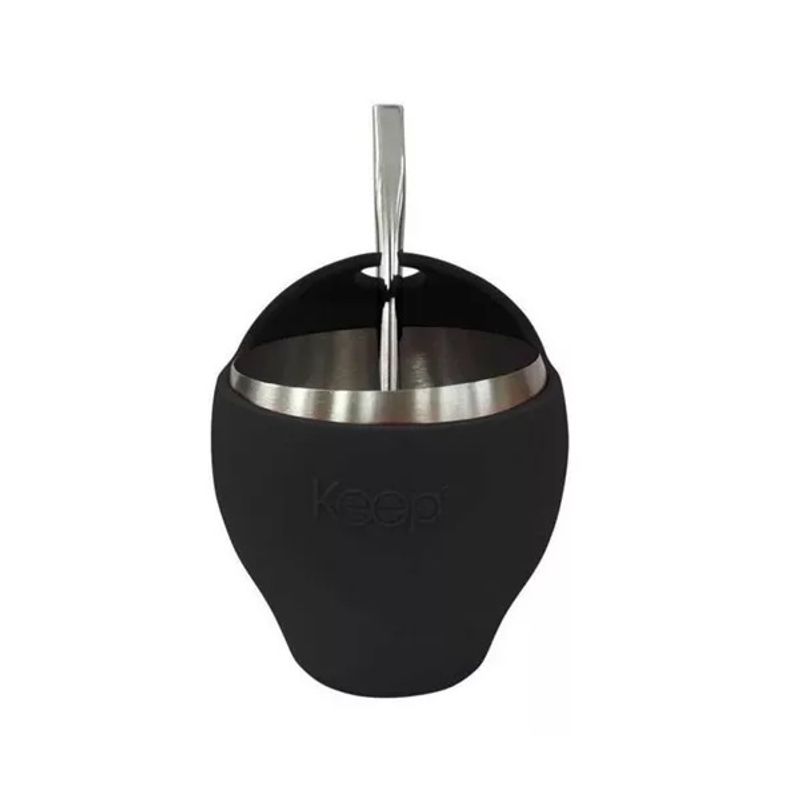 KEEP - Matero Set Mate con Bombilla 230 ml Diseño Negro