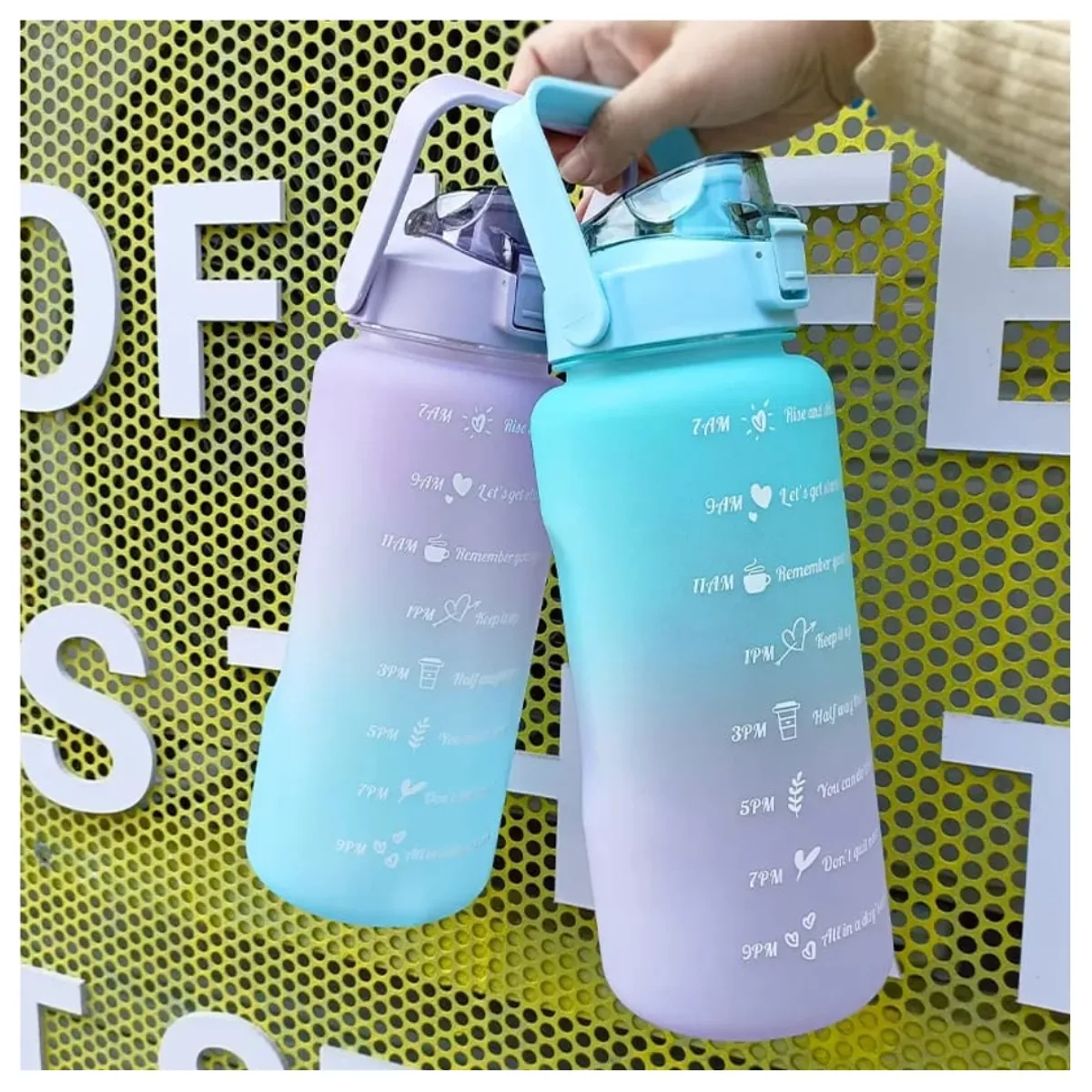 GENERICO - BOTELLA DE AGUA DEPORTIVA MOTIVACIONAL 2 L/900 ML PACK 2