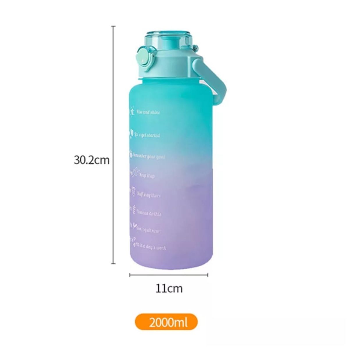 GENERICO - BOTELLA DE AGUA DEPORTIVA MOTIVACIONAL 2 L/900 ML PACK 2