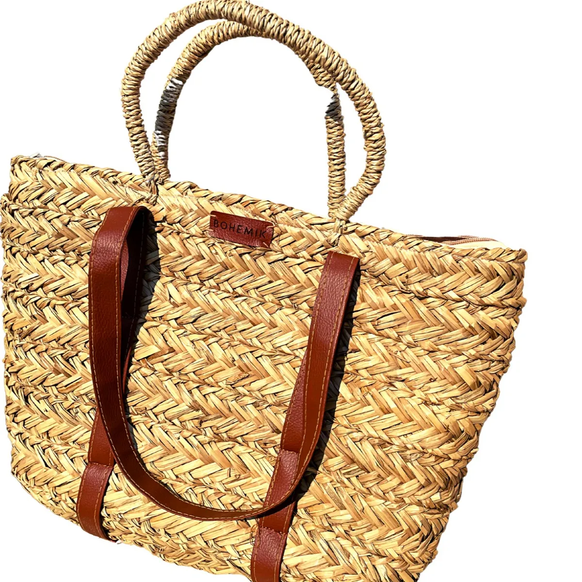 BOHEMIK - Bolso de Boho de paja con doble asa
