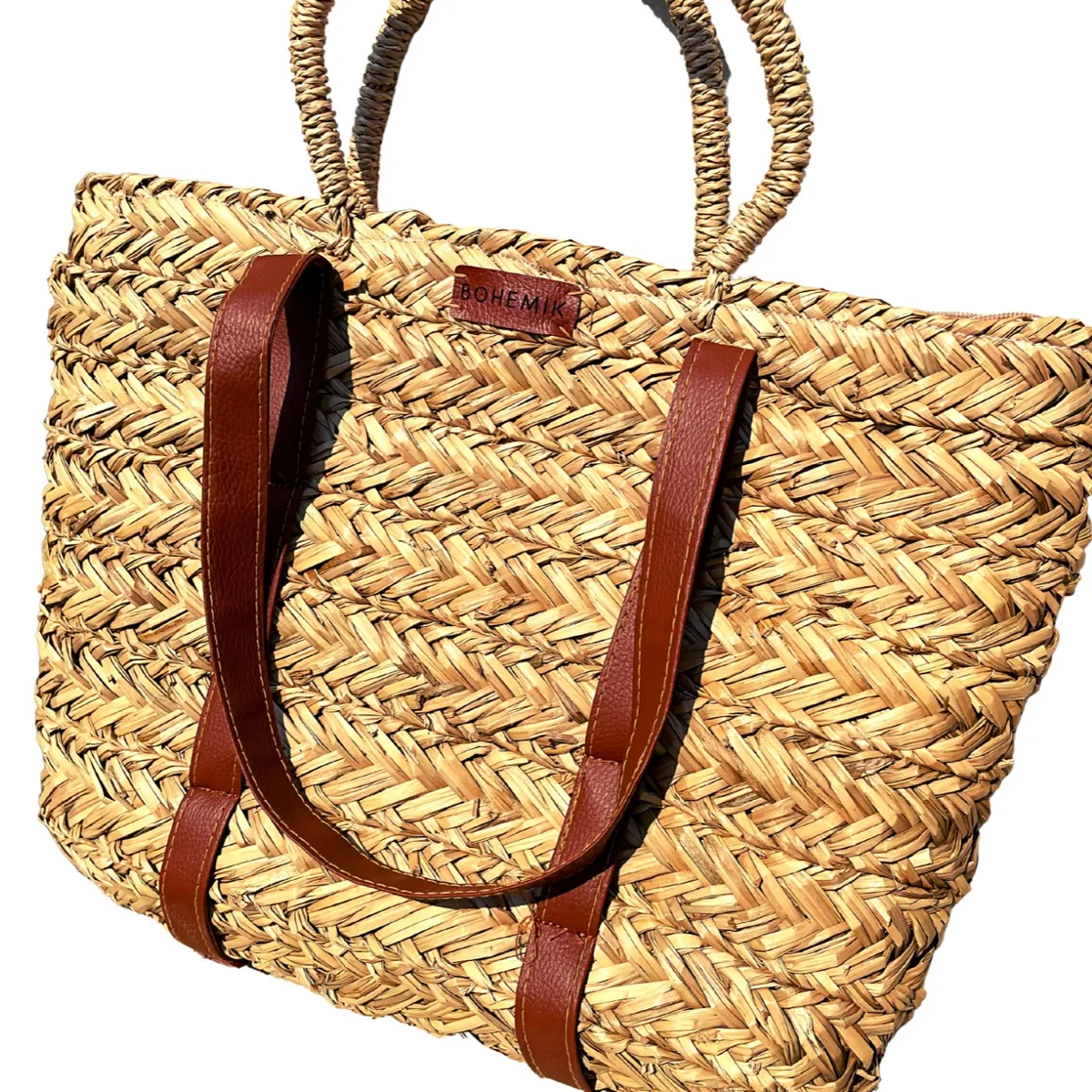 BOHEMIK - Bolso de Boho de paja con doble asa