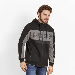 GANGSTER - Polerón Fullzipper Sherpa Layer Negro
