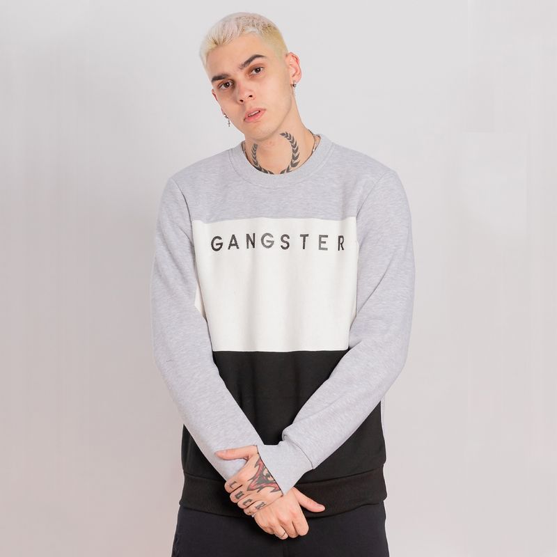 GANGSTER - Polerón Crew Fleece Fundamental Gris Gangster