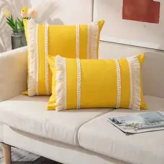 GENERICO - Funda de Cojines de Algodon 45X45 Amarillo