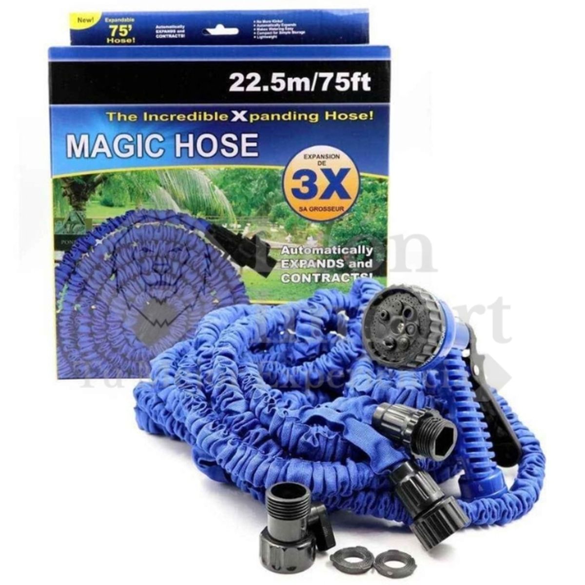 GENERICO - Manguera Retráctil 22.5 Metros Color Azul Variedad en Boquillas