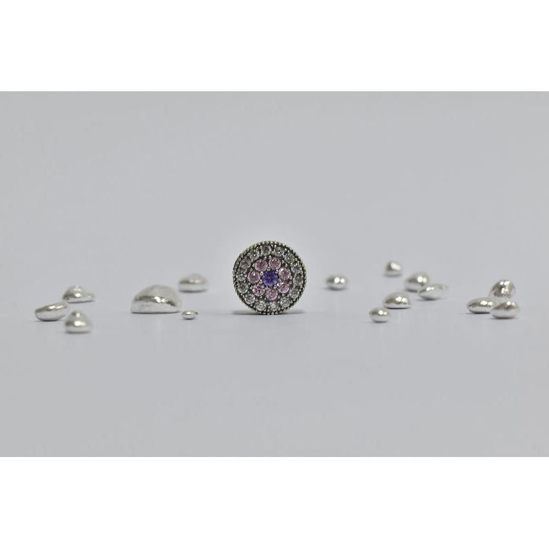 ROSETT - Colgante para pulsera flor central con circones de color Plata ley 925