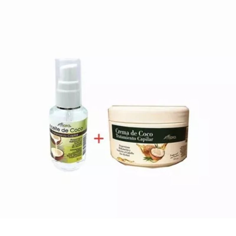 GENERICO - 1 Aceite Coco/argan Flora + 1 Crema Keratina Coco/argan 300g