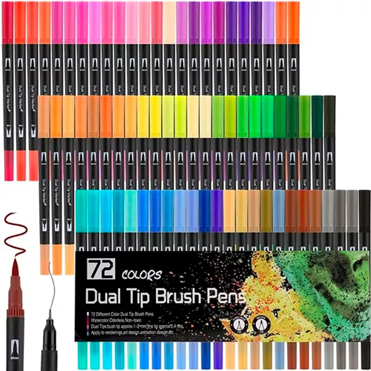 ESHOPANGIE - 72 Marcadores De Doble Punta Tipo Pincel Colores
