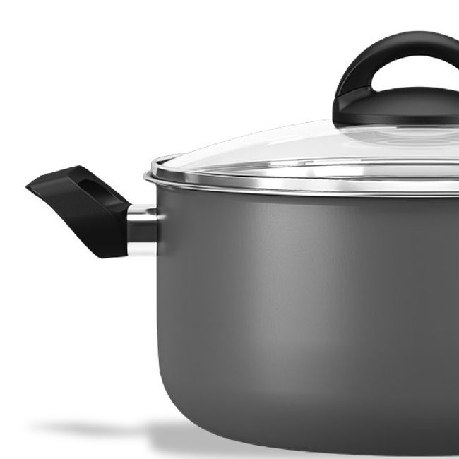 BRINOX - Cacerola Con Tapa 24cm 4.5L Brinox Maple Gris