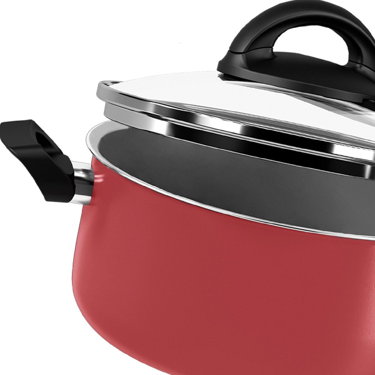 BRINOX - Cacerola Con Tapa 24cm 4.5L Brinox Maple Rojo